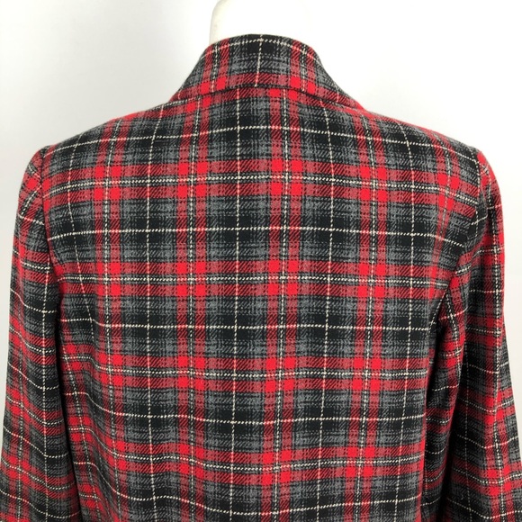 VTG Plaid Womens Wool Blazer Jacket One Button 10 - Picture 8 of 16